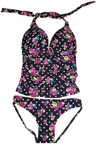 Fourcatz Womens Two Piece Tankini Sets Swimwear Large Flroal Print