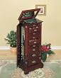 "Heirloom Cherry" Rice Carved Jewelry Armoire By Powell Furniture