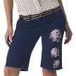 Libertine Bermuda Shorts with Rose Print - Admiral Blue