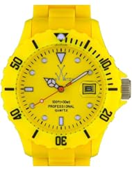 ToyWatch Fluo Time Only Watch FL03YL All Yellow Unisex Plasteramic Plastic Ceramic Date Display Rotating Bezel
