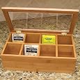 Lipper Divided Bamboo Tea Box with Clear Lid