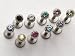 pack of 10 surgical steel jewel labrets, 10 colour jewel available in 3 sizes 6mm,8mm,10mm with 3mm jewel ball (can be used for tragus/lip piercing)each pack of 10 contains one size, 8mm average size will be posted unless buyer emails to advise different size required