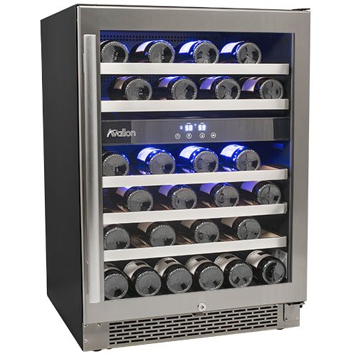 Avallon 46 Bottle Dual Zone BuiltIn Wine Cooler Black and Stainless