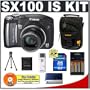 Canon PowerShot SX100IS 8MP Digital Camera with 10x Optical Image Stabilized Zoom (Black) + Transcend 4GB SecureDigital (SDHC) Memory Card + USB Card Reader + NiMH Rapid Charger & High-Capacity Rechargeable Batteries + Padded Camera Case