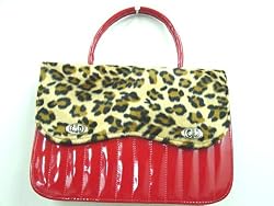 Hells Belles Back Seat Bag Red, Large Red and Leopard Handbag