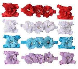 Qandsweet Mixed 4 Sets Baby Headbands Girl Barefoot Sandals