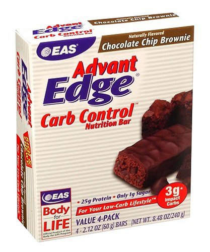 HealthPersonalCare: EAS AdvantEdge Carb Control Nutrition Bar, Chocolate Chip Brownie, 4 Bars,  Pack of 3 