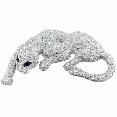 Childrens Toyshop  Jewelry : Studded Silver Tone Jaguar Cat Animal Pin Brooch