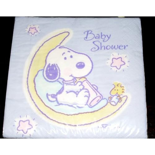 Rare! Hallmark Baby Snoopy Baby Shower Napkins OOP