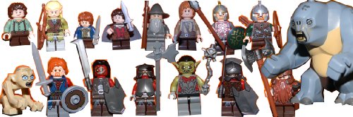 Lego the Lord of the Rings Mini Figure Set (All 16 Figures Brand New, with Weapons & the Rare Gold Chrome Ring)