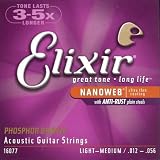 Elixir Gitarrensaiten f&uuml;r Akustikgitarre (1 Satz, 92/8 Phosphor-Bronze, ultrad&uuml;nne Nanoweb-Beschichtung, Light Medium 0.012 - 0.056)