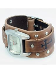 Forgiven Jewelry - Watch on Vintage Genuine Leather Brown Rustic Wristband