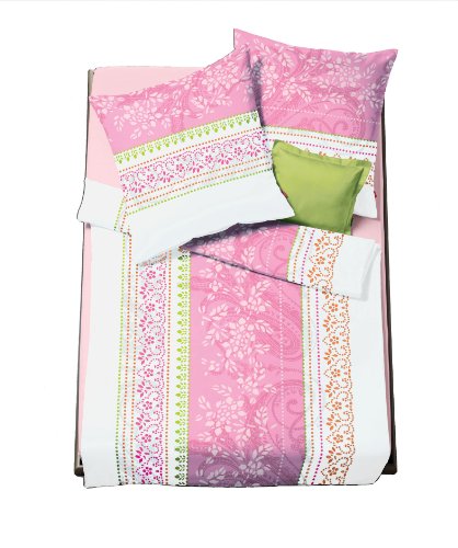 Fleuresse g-402407-0004-0100 z&uuml;rich Mako-Satin Bettw&auml;sche mit Rei&szlig;verschluss 135 x 200 + 80 x 80 cm himbeersahne