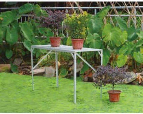 Portable Single-Tier 50 Inch Greenhouse Aluminum Shelving, Lightweight and Efficient Design, Slated Shelving, with Sturdy Aluminum Construction.
