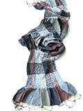 Women's Pure Silk Scarf in Contemporary Design 3 Color Options (Slate Blue Multi)