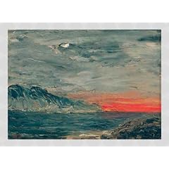 Bild mit Rahmen: August Johan Strindberg, "Sonnenuntergang", 59 x 42 - Aluminium Basic M: Silber matt
