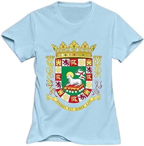 Qzywen Coat Of Arms Of The Commonwealth Of Puerto Rico Cotton T-shirt For Women - XXL SkyBlue Very 100% Cotton