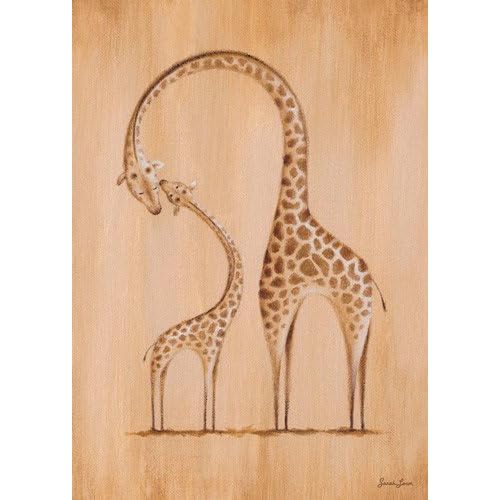 Oopsy daisy Fine Art for Kids Safari Kisses Giraffe Stretched Canvas Art by Sarah Lowe 10 by 14-Inch