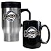 Milwaukee Brewers MLB Stainless Steel Travel Mug & Black Ceramic Mug Set - Primary Logo