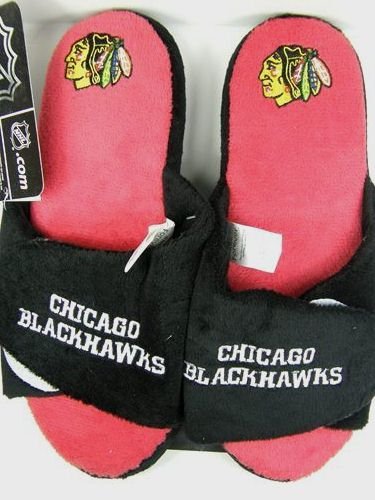 Chicago Blackhawks NHL 2011 Open Toe Two Tone Hard Sole Slippers - M