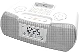 Sangean RCR-10 White AM/FM/RDS Digital Atomic Clock Radio with iPod Dock