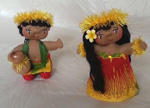 Handmade 4" Hawaiian Dolls: Hi'iaka and Lohi'au