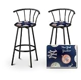 2 New York Yankees Baseball MLB Themed Specialty / Custom Black Barstools wit...