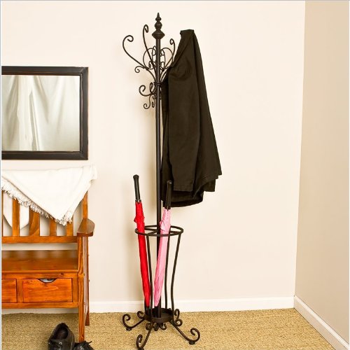 SEI Black Metal Scroll Hall Tree