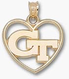 Georgia Tech Yellow Jackets GT Heart Pendant - 14KT Gold Jewelry