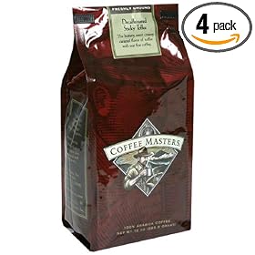 Coffee Masters Flavored Coffee, Sticky Toffee Decaffeinated, Ground, 12-Ounce Bags (Pack of 4)