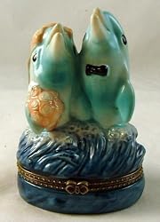 Married Couple Wedding Dolphins Hinged Trinket Box phb