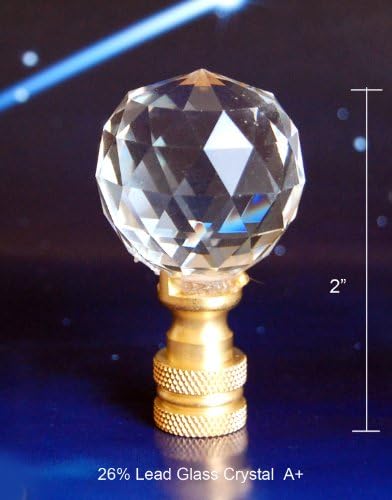 Set of 2, 26% Lead Crystal Ball Lamp Shade Finials, Harp Topper - 30 mm – Clear