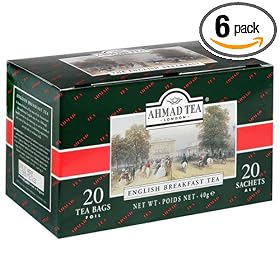 Ahmad Tea English Breakfast Tea, Tea Bags, 20-Count Boxes (Pack of 6)