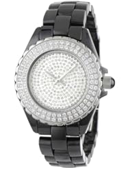 Akribos XXIV Womens AKR457BK Lady Crystals Collection Ceramic Swiss Quartz Watch