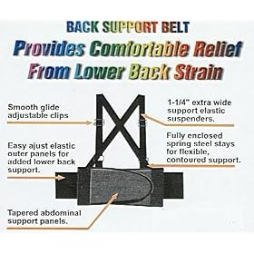 Back Brace Support Belt with Suspenders (Fits waist 38-44 ) by CBZ