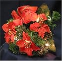 Christmas Pine Bouquet with Lights, and Poinsettia Flowers