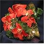 Christmas Pine Bouquet with Lights, and Poinsettia Flowers