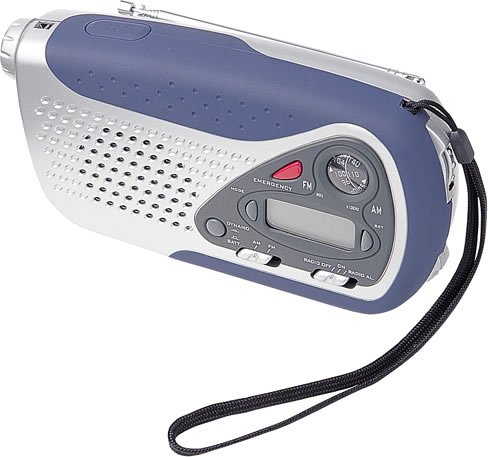 I.D.E.Ainternational 防滴ラジオクロック付ダイナモトーチレス救灯 青 IGR21-BL 2050223