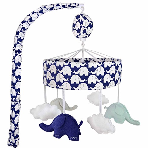 Just Born Musical Mobile Elephants, Navy/White