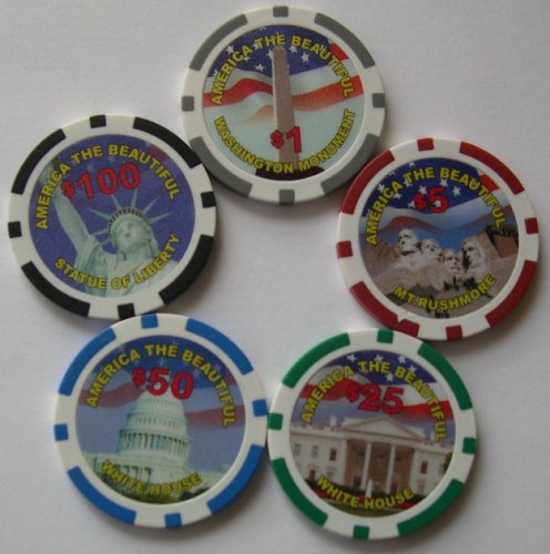 Texas Hold'em 500 pc "National Monument" Royal Flush 11.5g Clay Composite Poker Chip Set