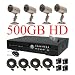 USA Security Store --CCTV 4 High Resolution CCD Day/Night Vision Color Cameras with one 4 Channels Video audio H.264 Security Surveillance DVR Digital Video Recorder System Built-in 500GB HDD, Included 4x65FT video cables and Power Supplies KIT. Supports Network Remote Viewing Over Internet, Windows IE, iPhone, Windows Mobile, and Apple Mac FireFox.