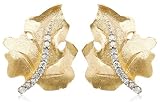 10k Yellow Gold Diamond Leaf Earrings (1/10 cttw, I-J Color, I2-I3 Clarity)