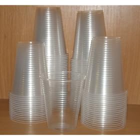 100 Plastic Disposable Clear Cups or Drinking Glasses