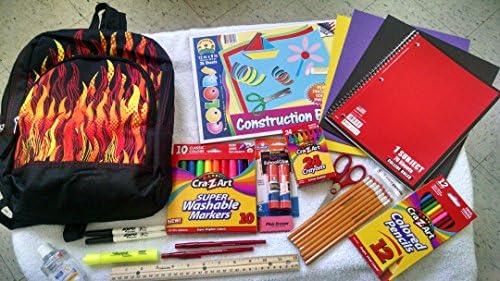 Back To School Essentials~"FLAMES" Backpack With Back To School Supplies For Pre-K Through 3rd Grade