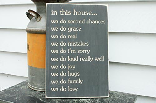 12x18 In This House We Do Family Rules Distressed Wooden Sign with Carved Lettering