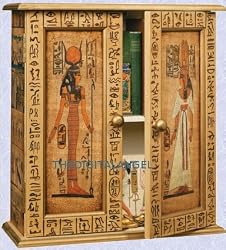 hathor Cabinet Egyptian Queen Nefertari wood Curio New (Digital Angel Decor)