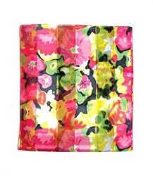 Scarf Pink Green Floral Neckerchief 13"x60"