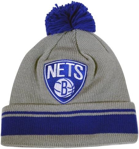 Michell &amp; Ness Brooklyn Nets Pom Beanie Grey Blue