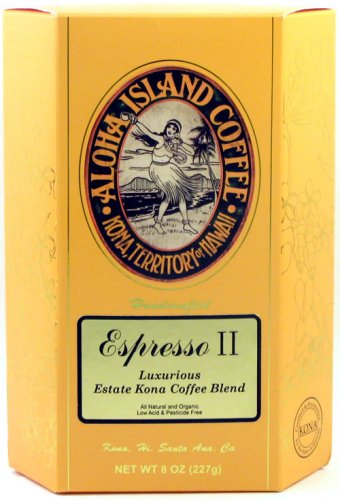 Gold Espresso II Private Estate Luxurious Kona Coffee Blend; 8 oz Whole Bean or Ground; The Luxury Gift Coffee