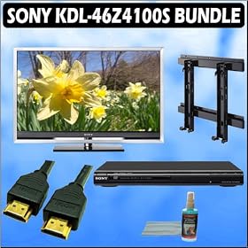 Sony Bravia Z-Series KDL-46Z4100/S 46in. 1080P Silver + Sony DVD Player w/ Wall Mount Accessory Kit